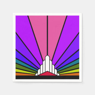 Art deco sun in rainbow napkin