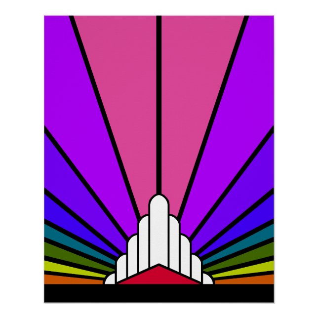 Art deco sun in rainbow poster (Front)