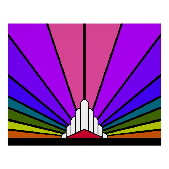 Art deco sun in rainbow poster (Front)