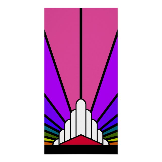 Art deco sun in rainbow poster (Front)