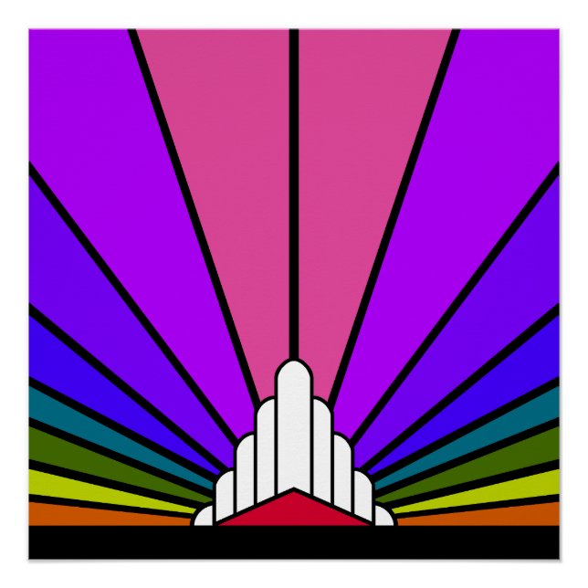 Art deco sun in rainbow poster (Front)