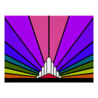 Art deco sun in rainbow
