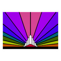 Art deco sun in rainbow