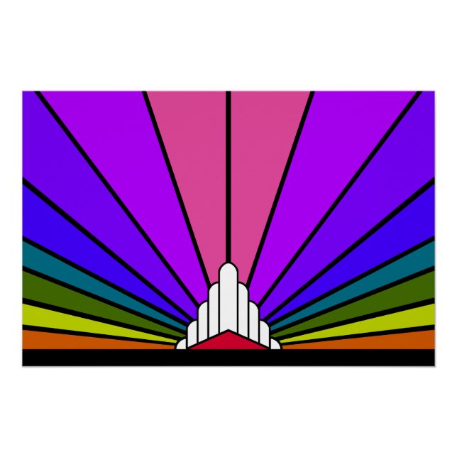 Art deco sun in rainbow poster (Front)