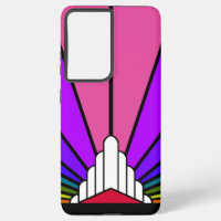 Art deco sun in rainbow