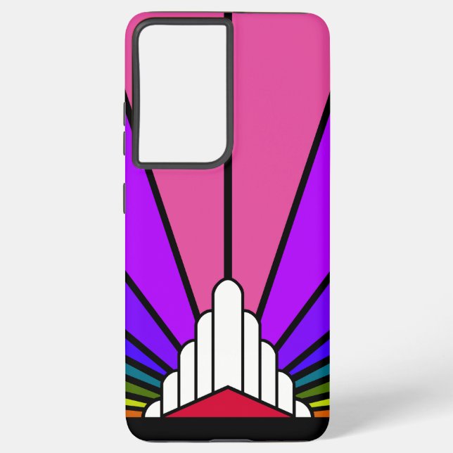 Art deco sun in rainbow samsung galaxy s21 ultra case (Back)