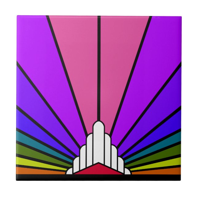 Art deco sun in rainbow tile (Front)