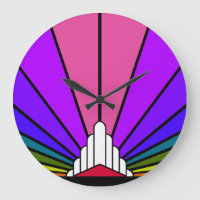 Art deco sun in rainbow Wall Clock