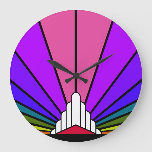 Art deco sun in rainbow Wall Clock (Front)