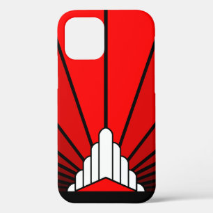 Art deco sun in red iPhone 12 pro case