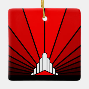 Art deco sun in red ceramic ornament