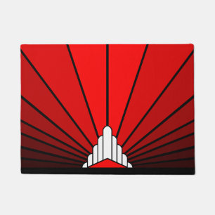 Art deco sun in red doormat