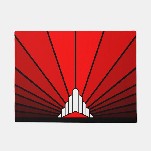 Art deco sun in red doormat (Front)