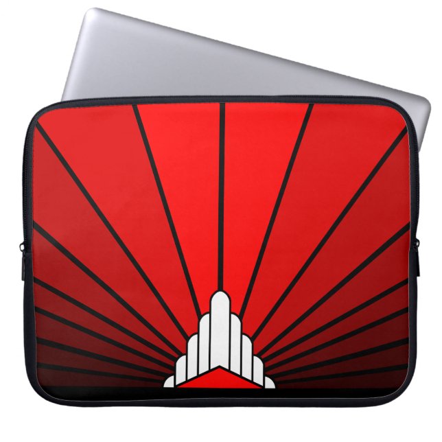 Art deco sun in red Electronics Bag (Front)