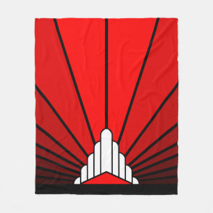 Art deco sun in red Fleece Blanket