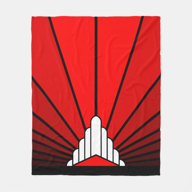 Art deco sun in red Fleece Blanket (Front)