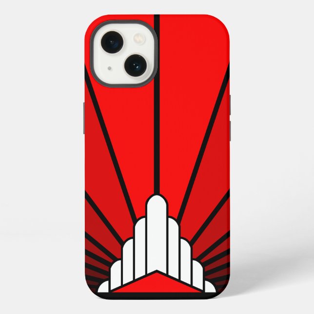 Art deco sun in red iPhone case (Back)
