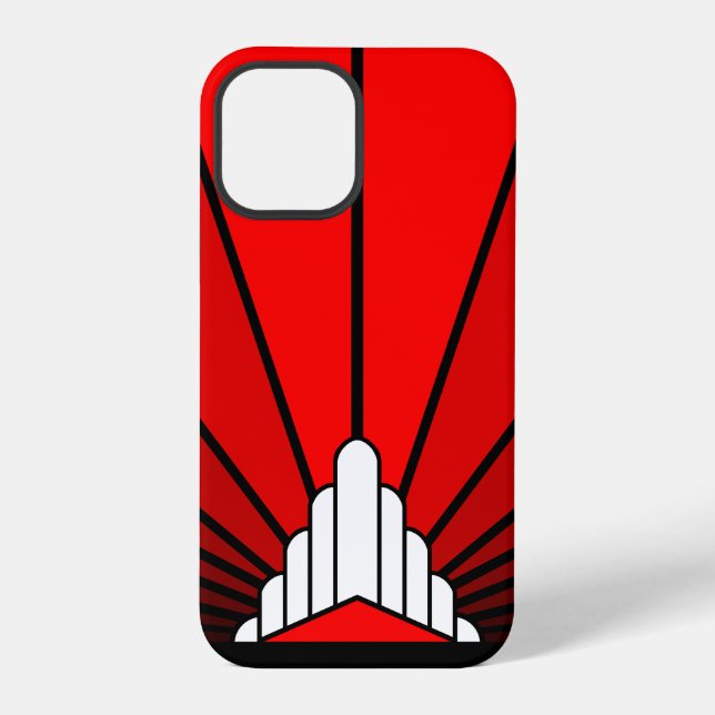 Art deco sun in red iPhone case (Back)