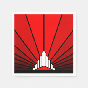 Art deco sun in red napkin