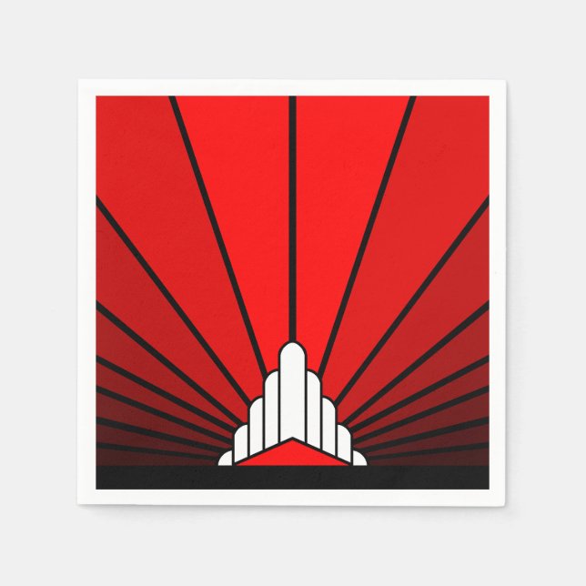 Art deco sun in red napkin (Front)