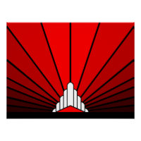 Art deco sun in red