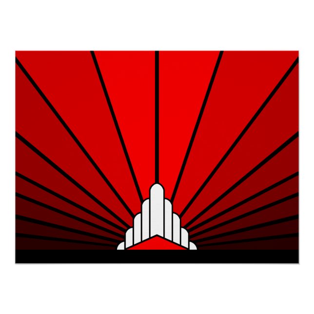 Art deco sun in red poster (Front)