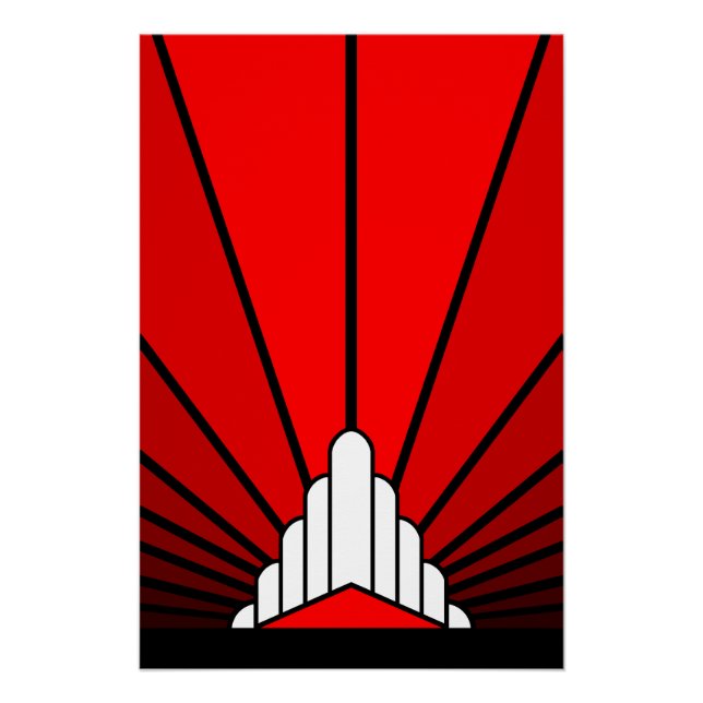Art deco sun in red poster (Front)
