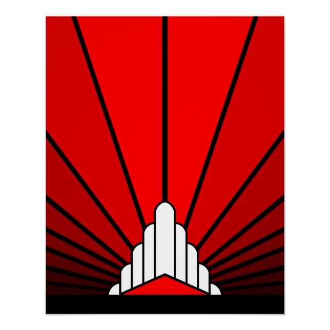 Art deco sun in red poster (Front)