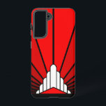 Art deco sun in red samsung galaxy case<br><div class="desc">A classic art deco style sun pattern created in red. 

An iconic pattern of the sun rising from behind a stylized art deco shaped building. A simple yet elegant design,  true to the era.</div>