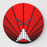 Art deco sun in red Wall Clock