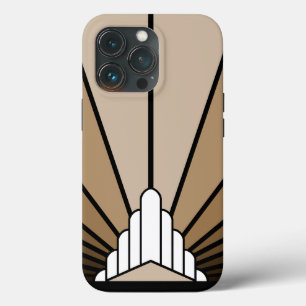 Art deco sun in tan iPhone 13 pro case