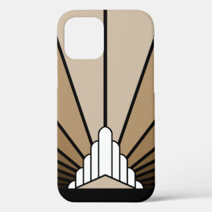 Art deco sun in tan iPhone 12 case