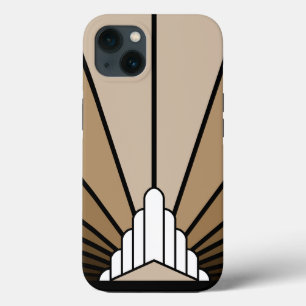 Art deco sun in tan iPhone 13 case