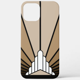 Art deco sun in tan iPhone 12 pro max case