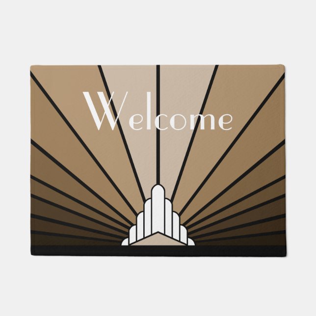 Art deco sun in tan doormat (Front)