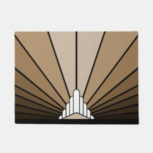 Art deco sun in tan doormat