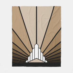 Art deco sun in tan Fleece Blanket