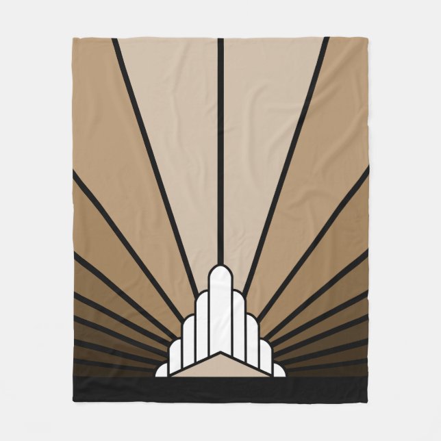 Art deco sun in tan Fleece Blanket (Front)