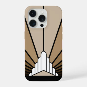 Art deco sun in tan iPhone 15 pro case