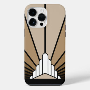Art deco sun in tan iPhone 14 pro max case