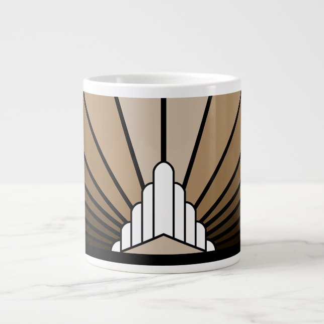 Art deco sun in tan large coffee mug (Front)