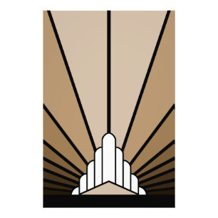 Art deco sun in tan photo print