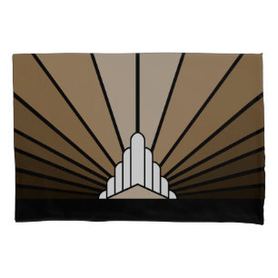 Art deco sun in tan pillowcase