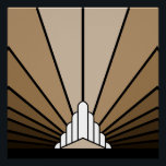 Art deco sun in tan poster<br><div class="desc">A classic art deco style sun pattern created in tan. 

An iconic pattern of the sun rising from behind a stylized art deco shaped building. A simple yet elegant design,  true to the era.</div>