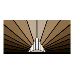 Art deco sun in tan poster