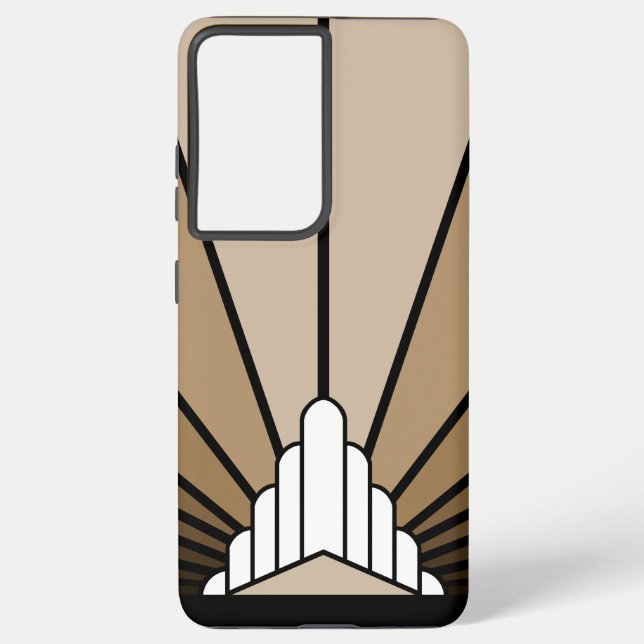 Art deco sun in tan samsung galaxy s21+ case (Back)