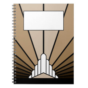 Art deco sun in tan Spiral Photo Notebook