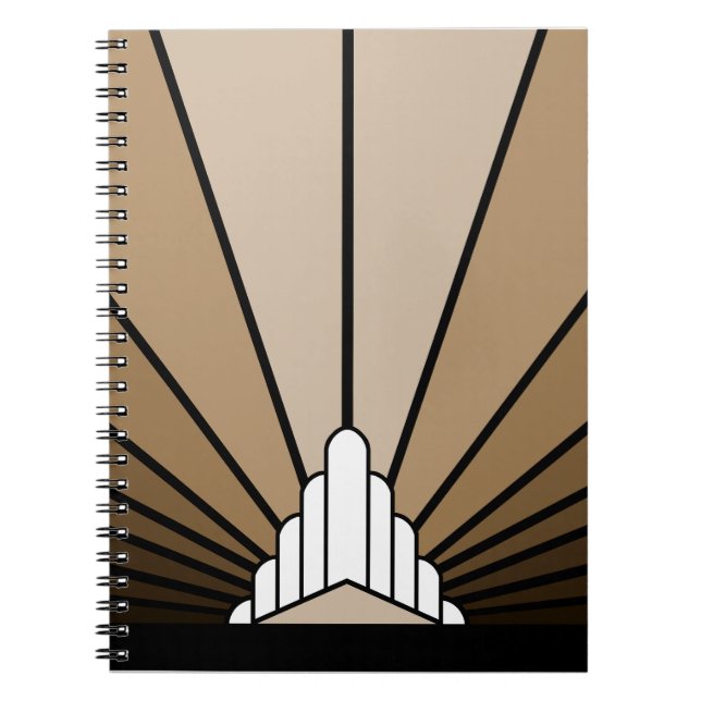 Art deco sun in tan Spiral Photo Notebook (Front)