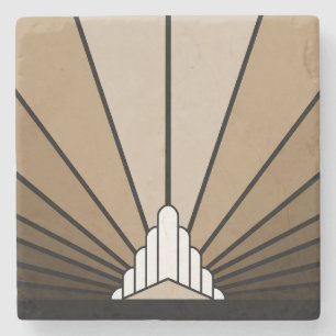 Art deco sun in tan stone coaster