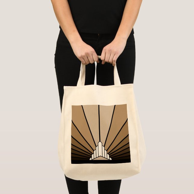 Art deco sun in tan tote bag (Front (Product))